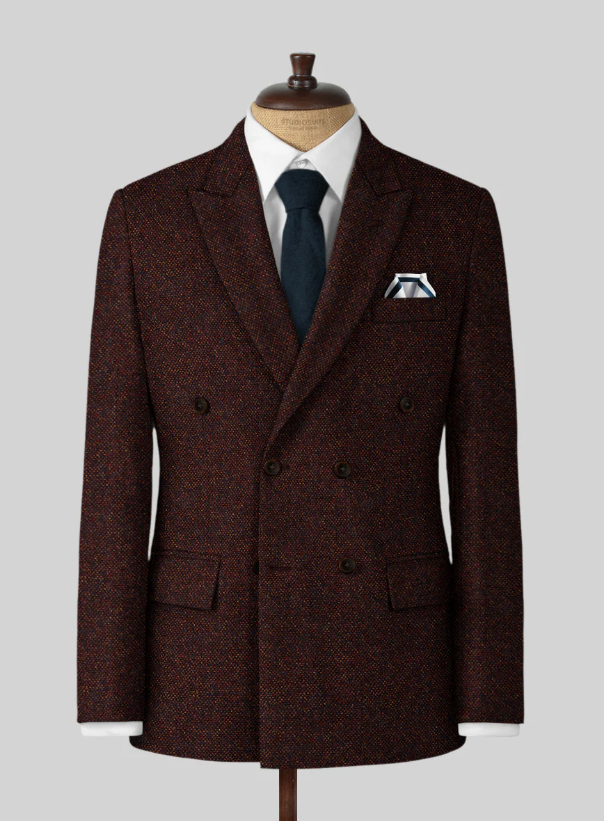 Highlander Heavy Wine Bedford Tweed Double Breasted Suit - Image 2