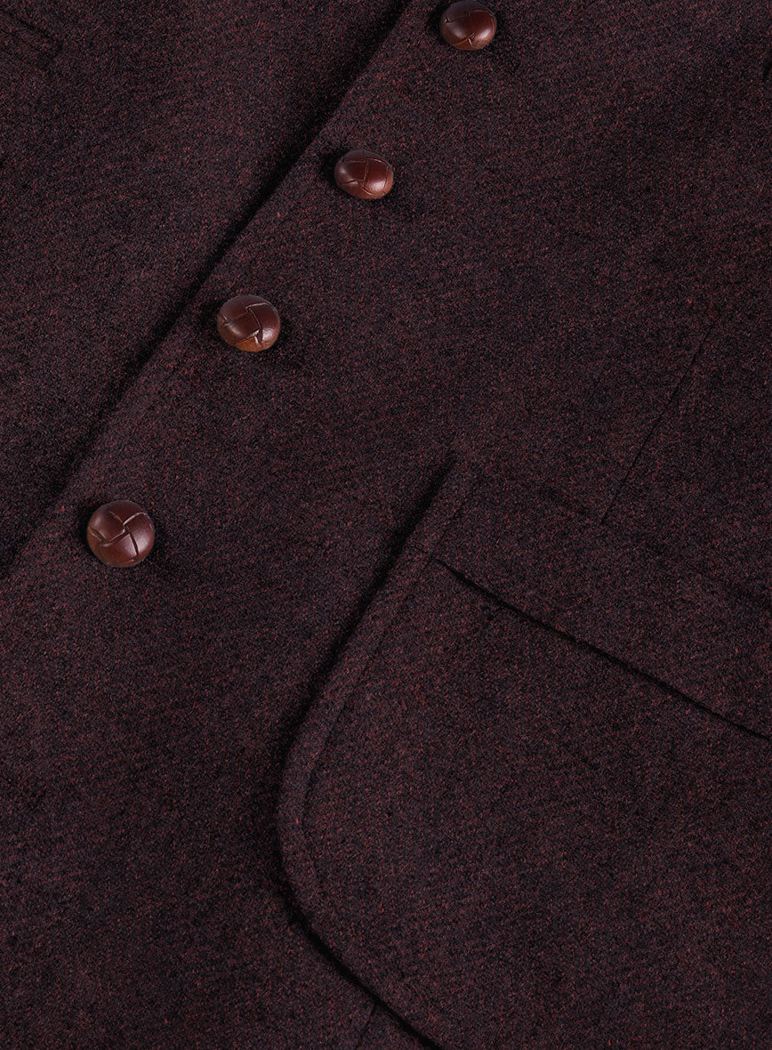 Highlander Heavy Wine Herringbone Tweed Hunting Vest - Image 4