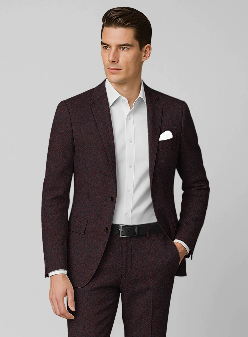 Highlander Heavy Wine Herringbone Tweed Jacket - Image 2