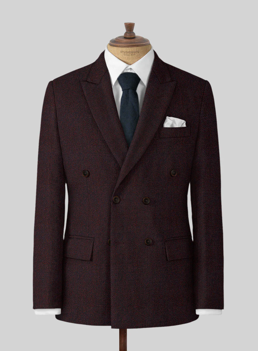 Highlander Heavy Wine Herringbone Tweed Double Breasted Suit - Image 2