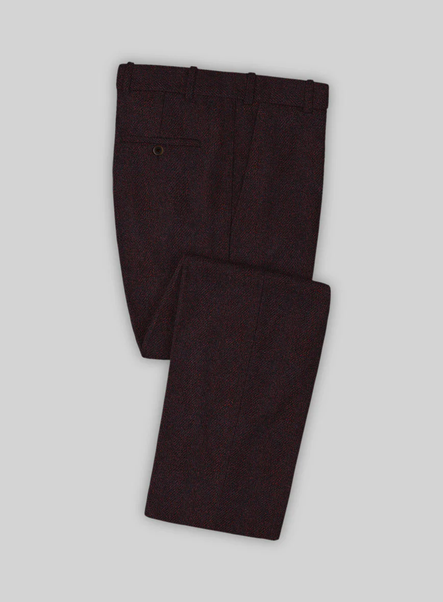 Highlander Heavy Wine Herringbone Tweed Double Breasted Suit - Image 3