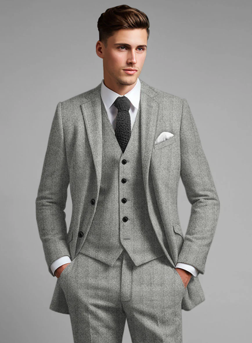 Highlander Light Gray Herringbone Tweed Jacket - Image 2