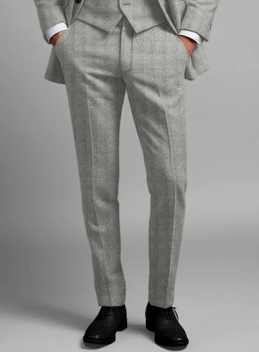 Highlander Light Gray Herringbone Tweed Pants - Image 2