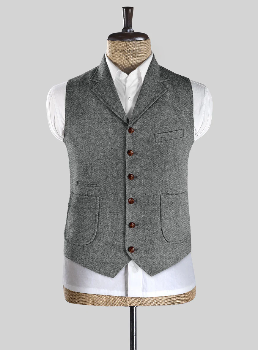 Highlander Light Gray Tweed Hunting Vest - Image 2