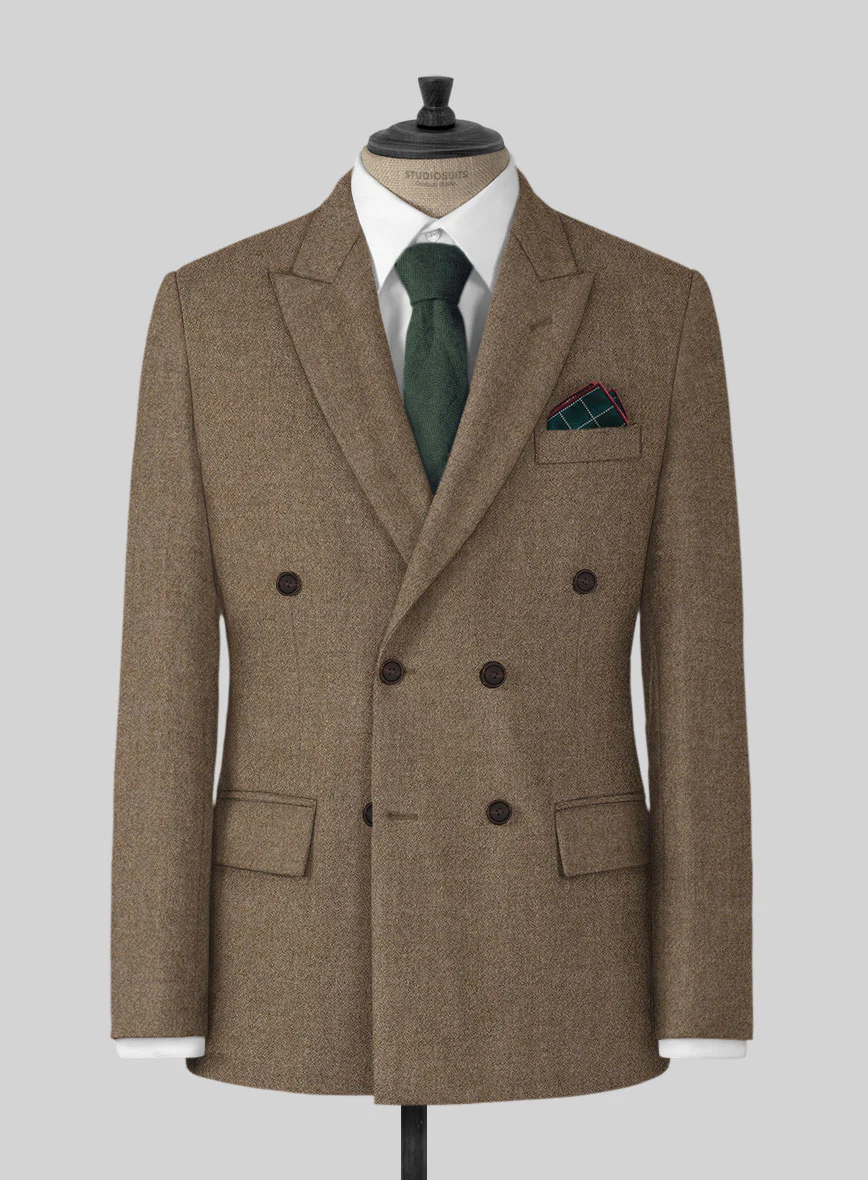 Highlander Light Tobacco Tweed Double Breasted Suit - Image 2