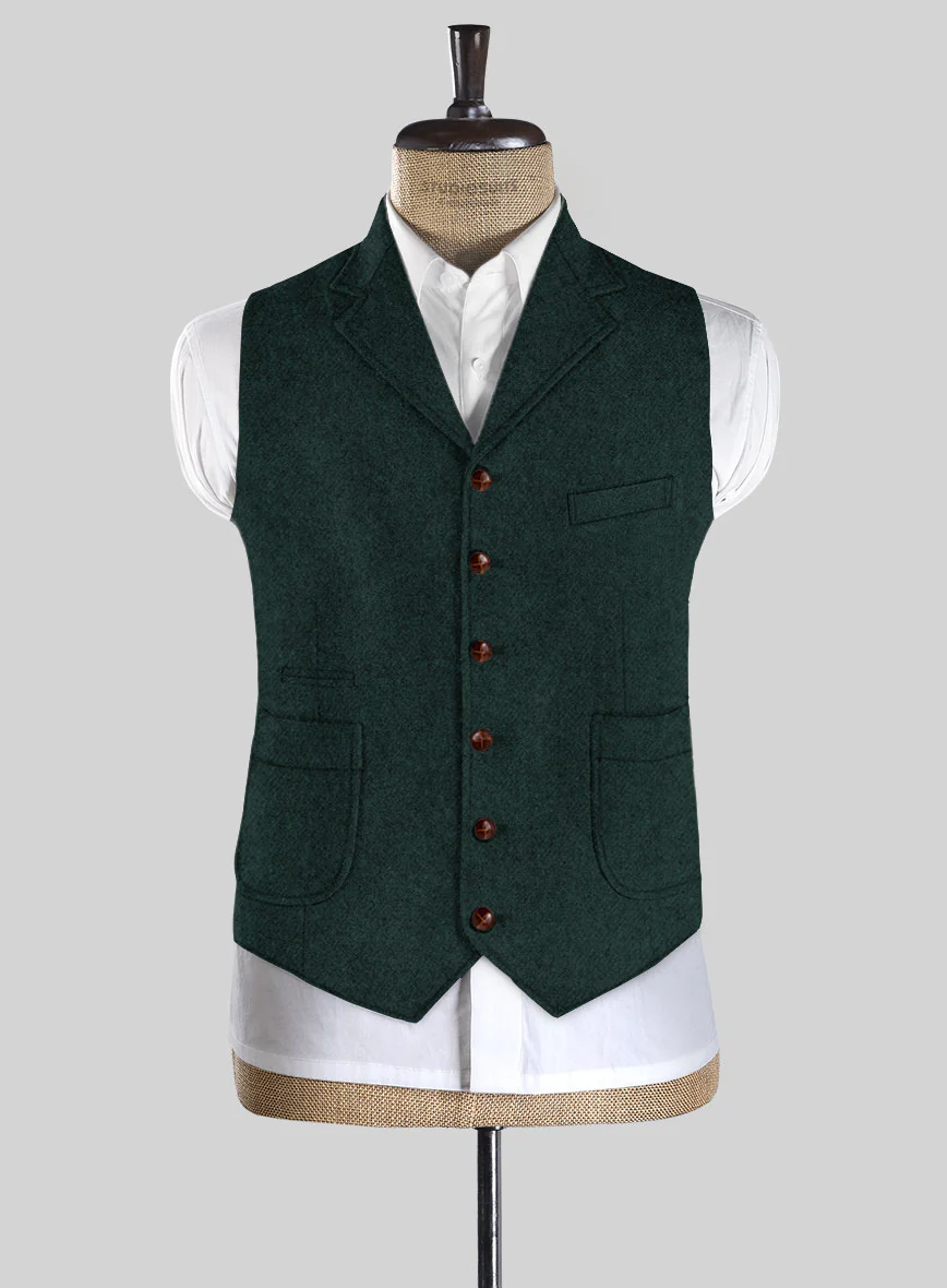 Highlander Melange Green Tweed Hunting Vest - Image 2