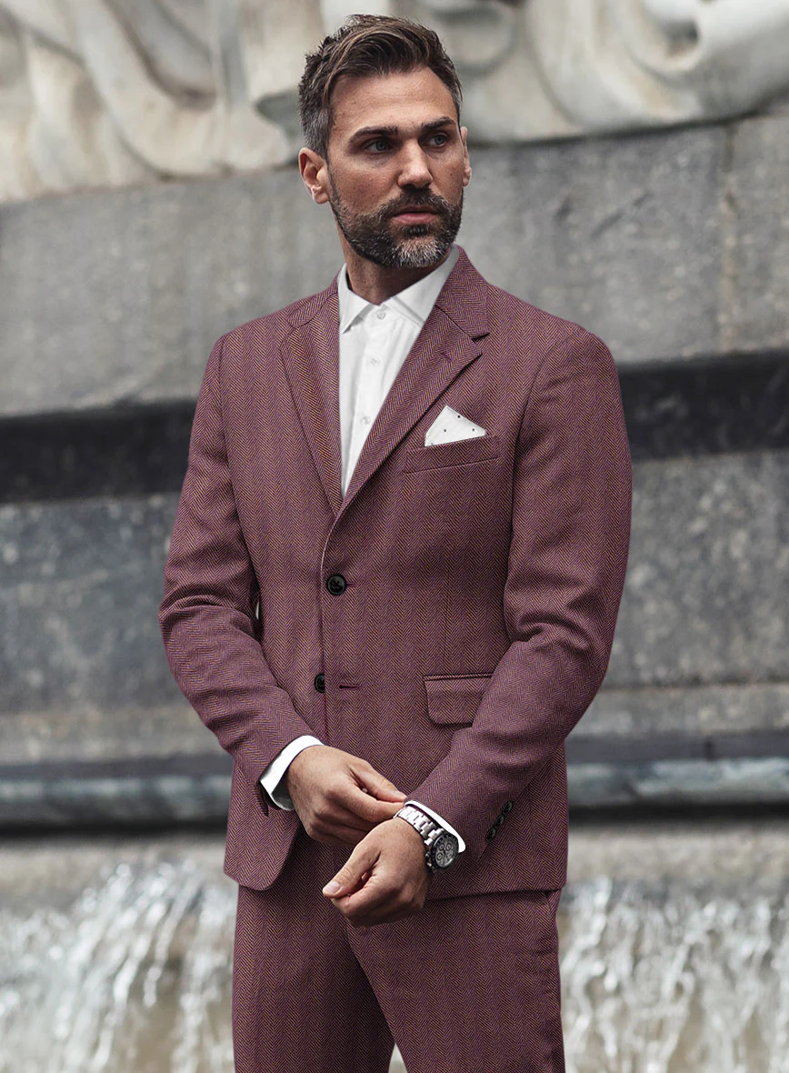 Highlander Purple Herringbone Tweed Suit - Image 3