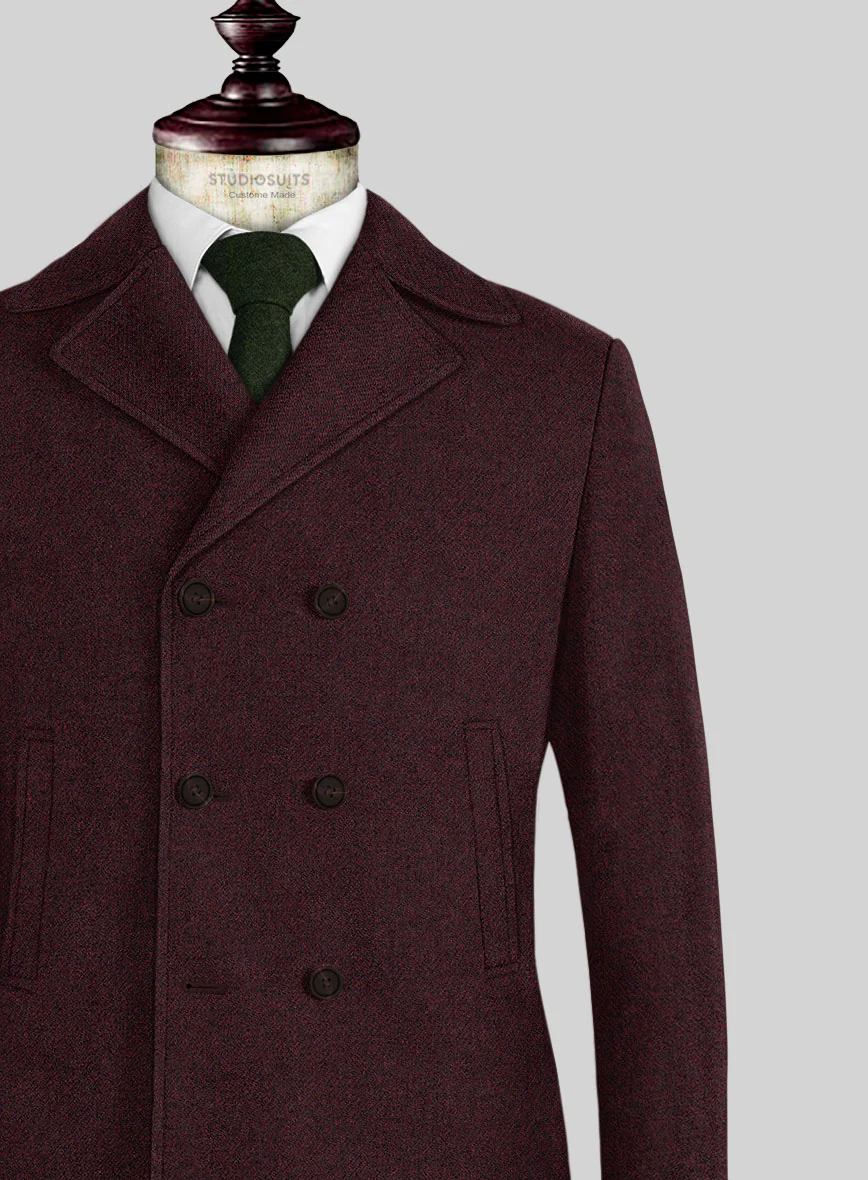 Highlander Sangria Tweed Pea Coat - Image 3