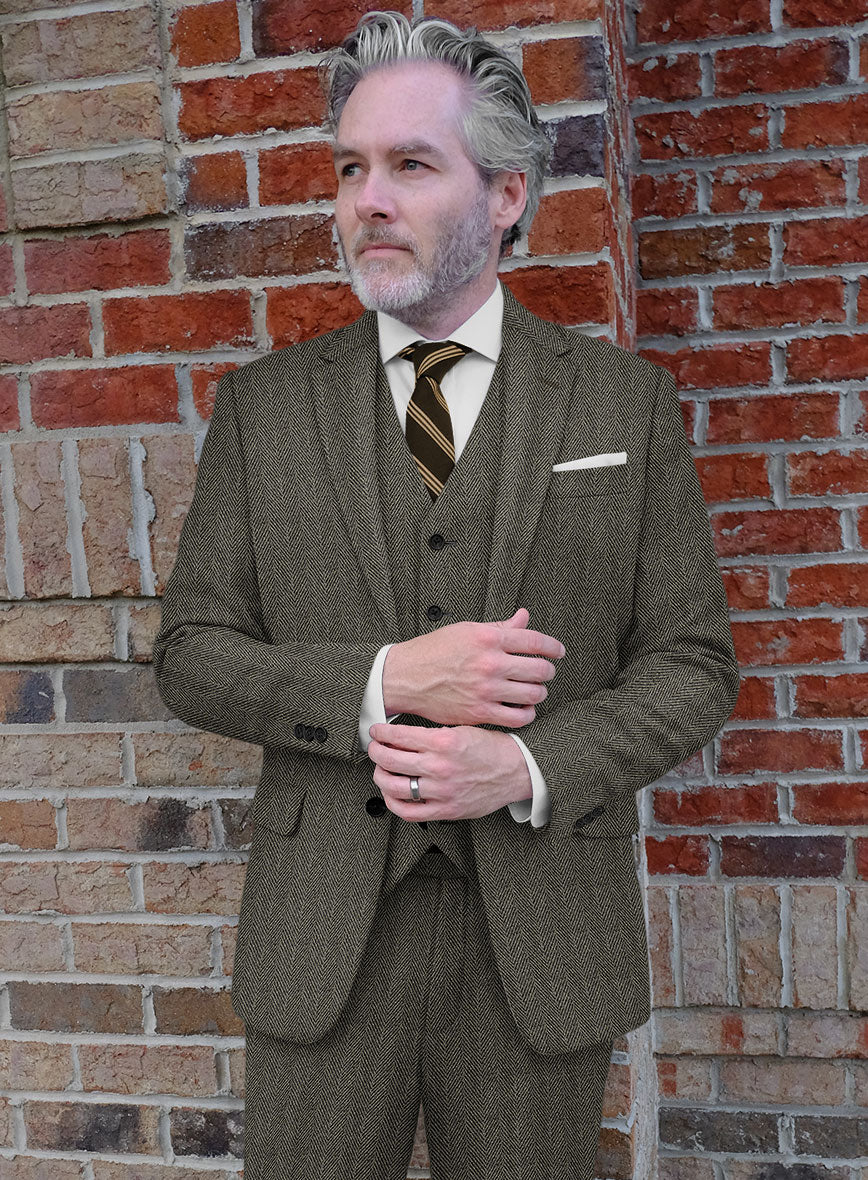 Highlander Stone Beige Herringbone Tweed Jacket - Image 2