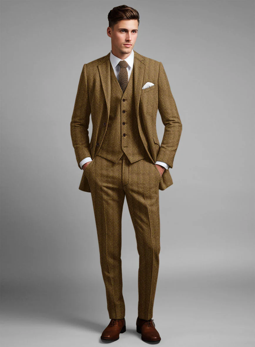 Highlander Tan Herringbone Tweed Suit - Image 2