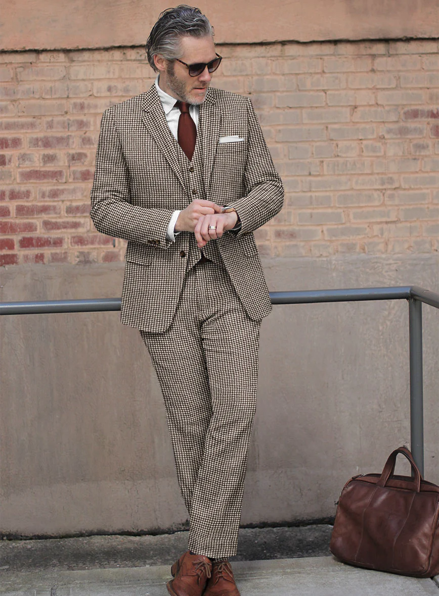 Houndstooth Brown Tweed Suit - Image 2