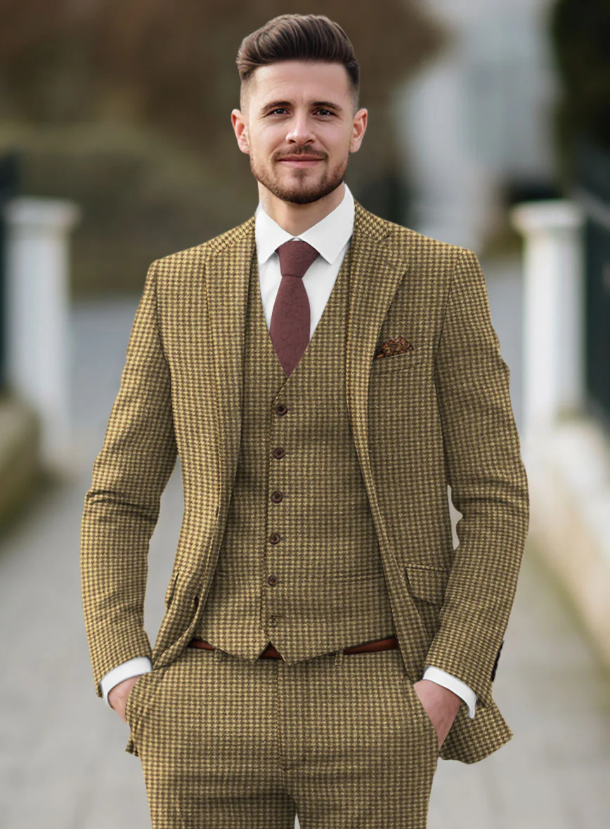 Houndstooth Tan Brown Tweed Jacket - Image 2