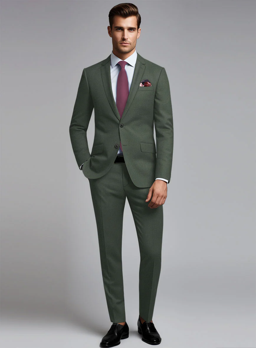Huddersfield Stretch Autumn Green Wool Suit - Image 2