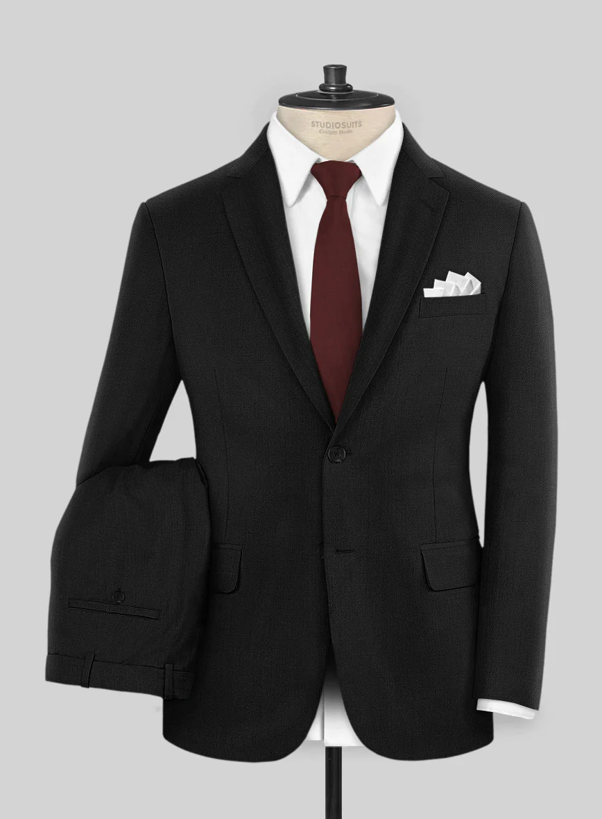Huddersfield Stretch Black Wool Suit