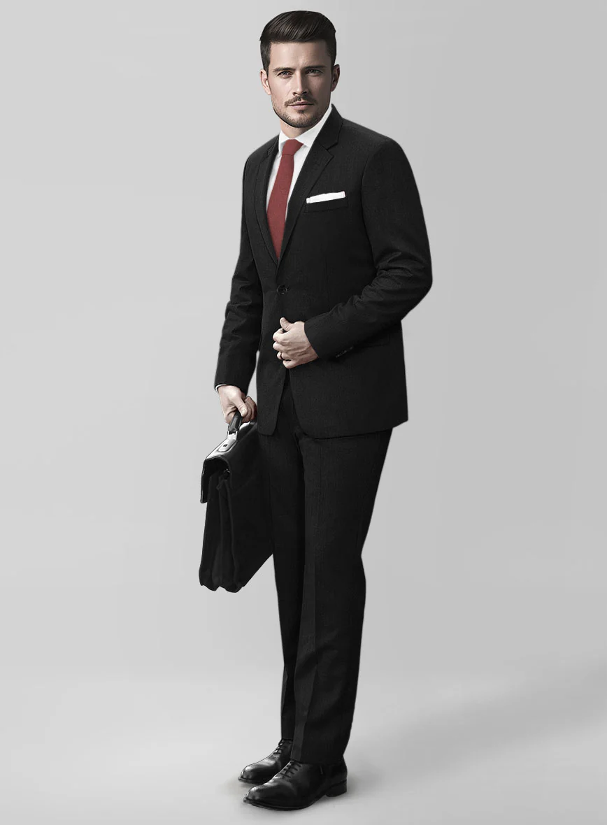 Huddersfield Stretch Black Wool Suit - Image 2
