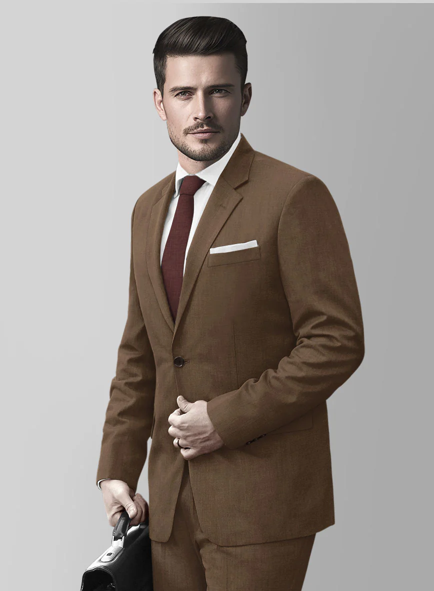 Huddersfield Stretch Brown Wool Suit - Image 4