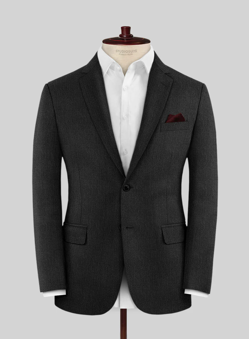Huddersfield Stretch Charcoal Wool Suit - Image 3