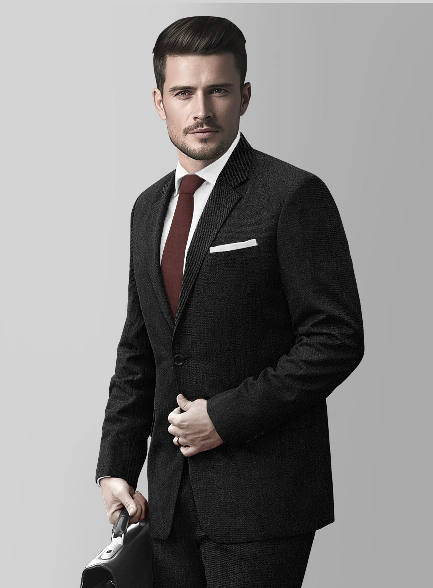Huddersfield Stretch Charcoal Wool Suit - Image 4