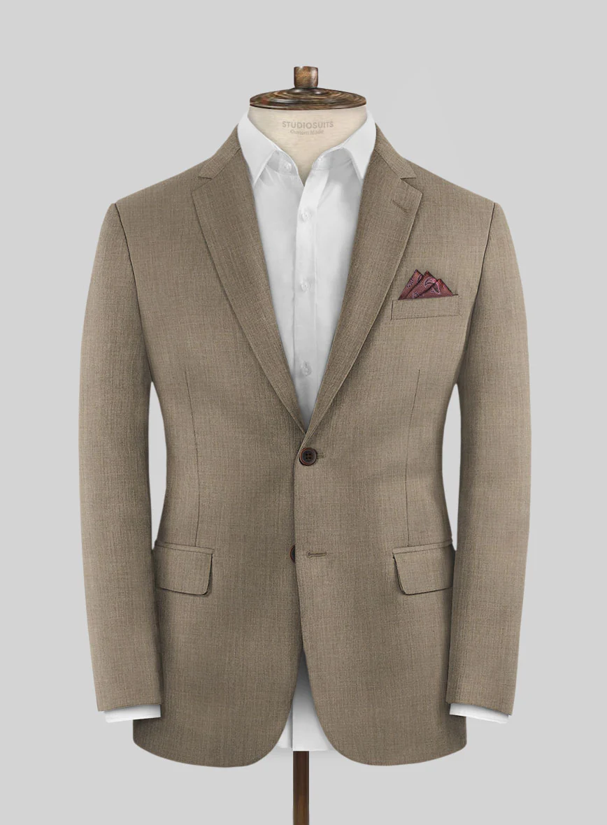 Huddersfield Stretch Dark Beige Wool Suit - Image 3
