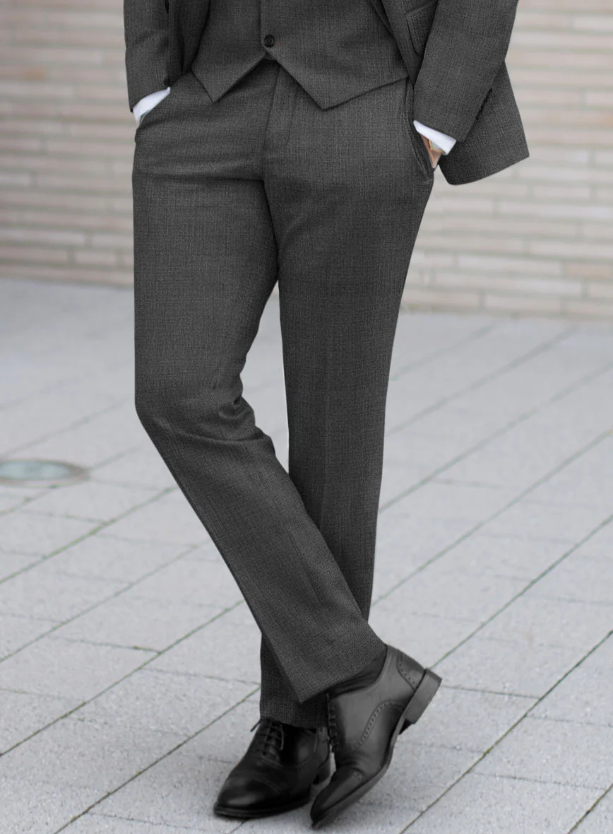 Huddersfield Stretch Dark Gray Wool Pants - Image 2
