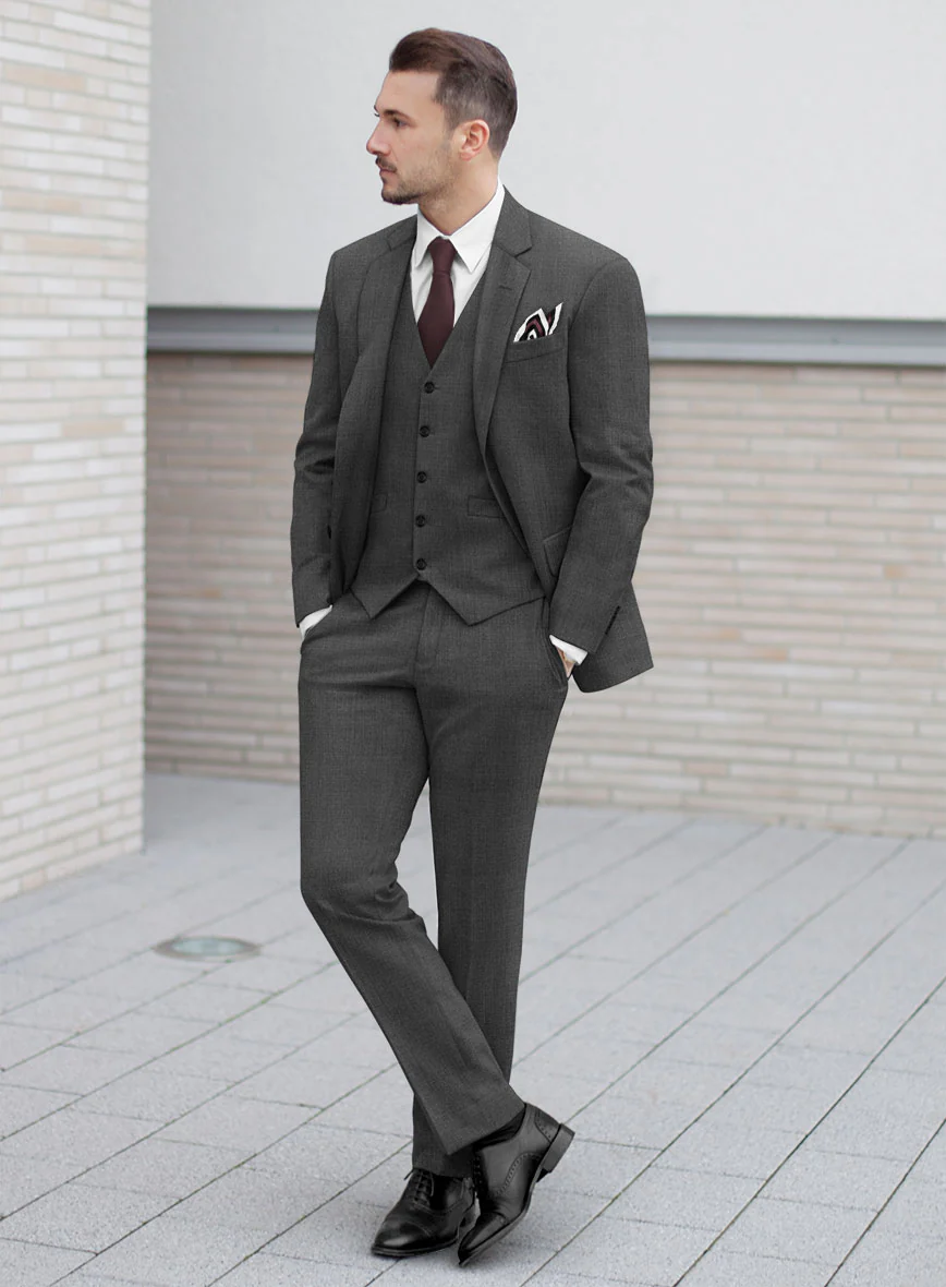 Huddersfield Stretch Dark Gray Wool Suit - Image 2