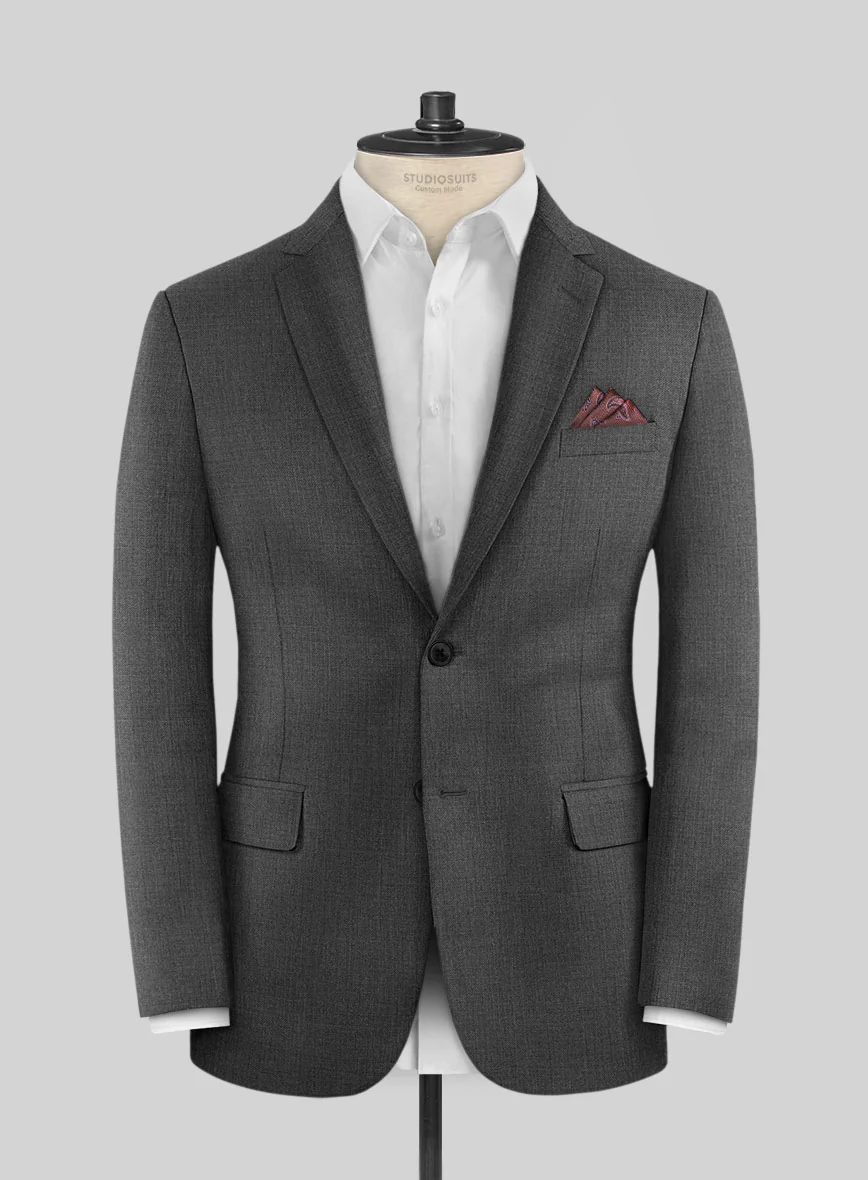 Huddersfield Stretch Dark Gray Wool Suit - Image 3