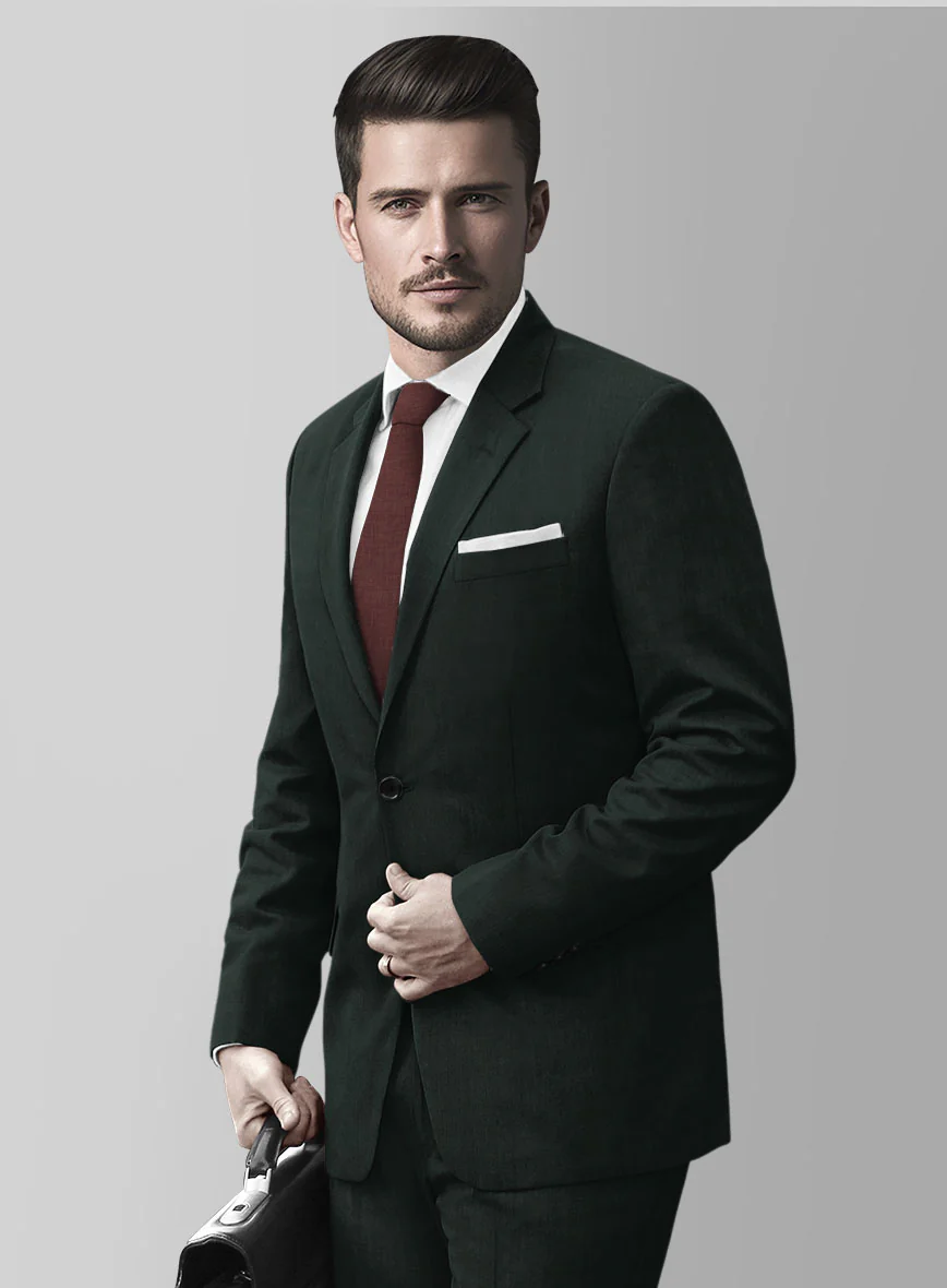 Huddersfield Stretch Dark Green Wool Jacket - Image 2
