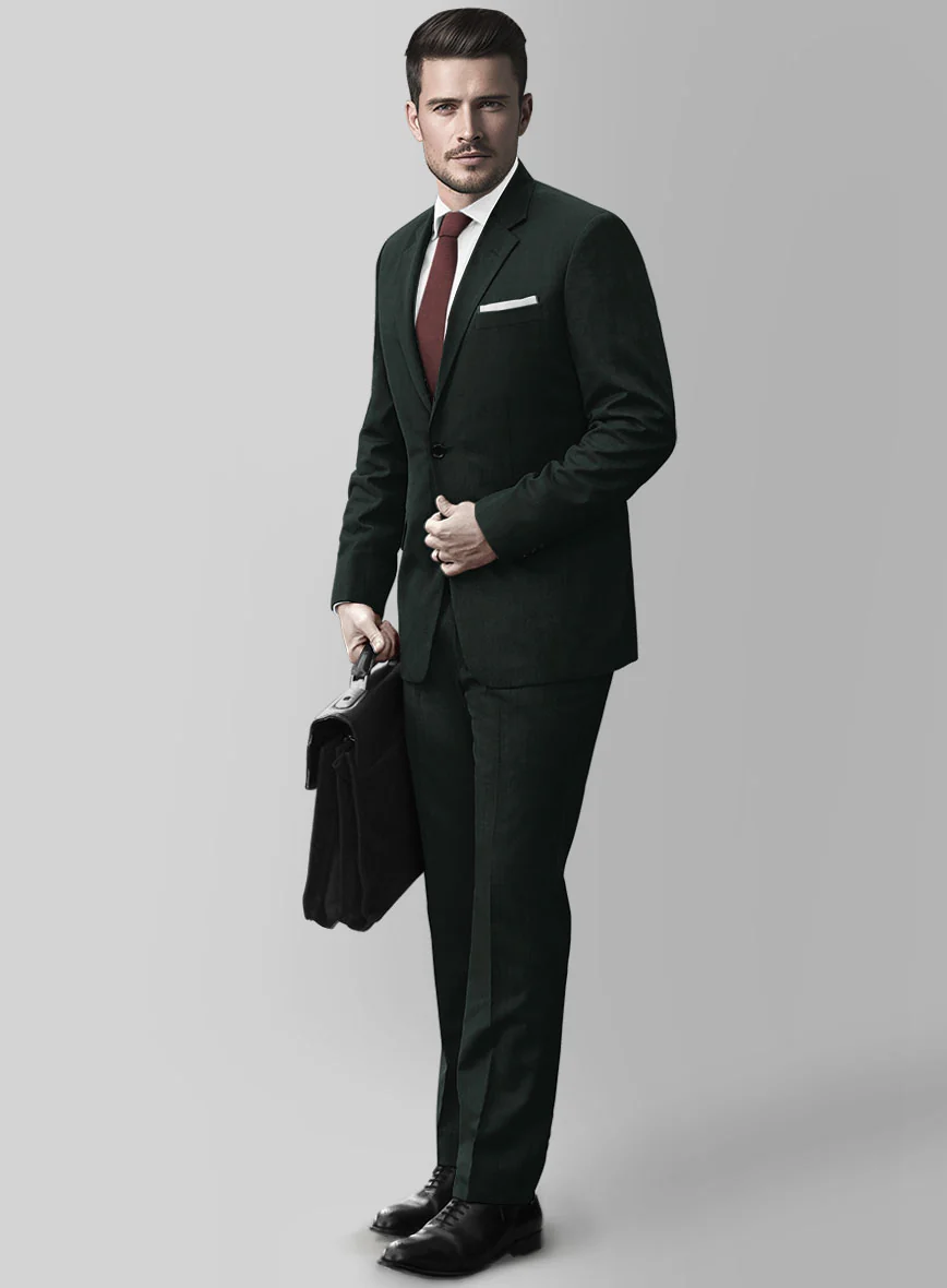 Huddersfield Stretch Dark Green Wool Suit - Image 2