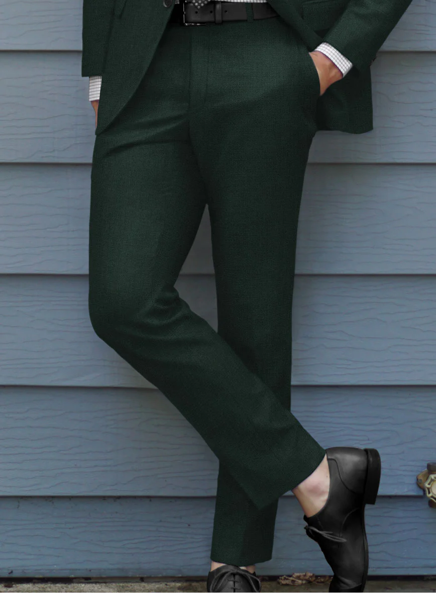 Huddersfield Stretch Emerald Green Wool Pants