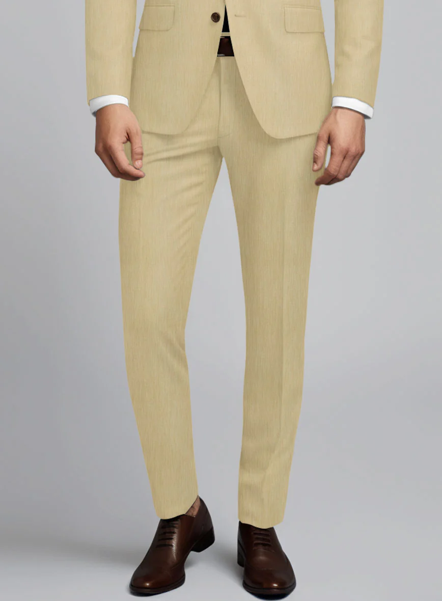 Huddersfield Stretch Khaki Wool Pants - Image 2