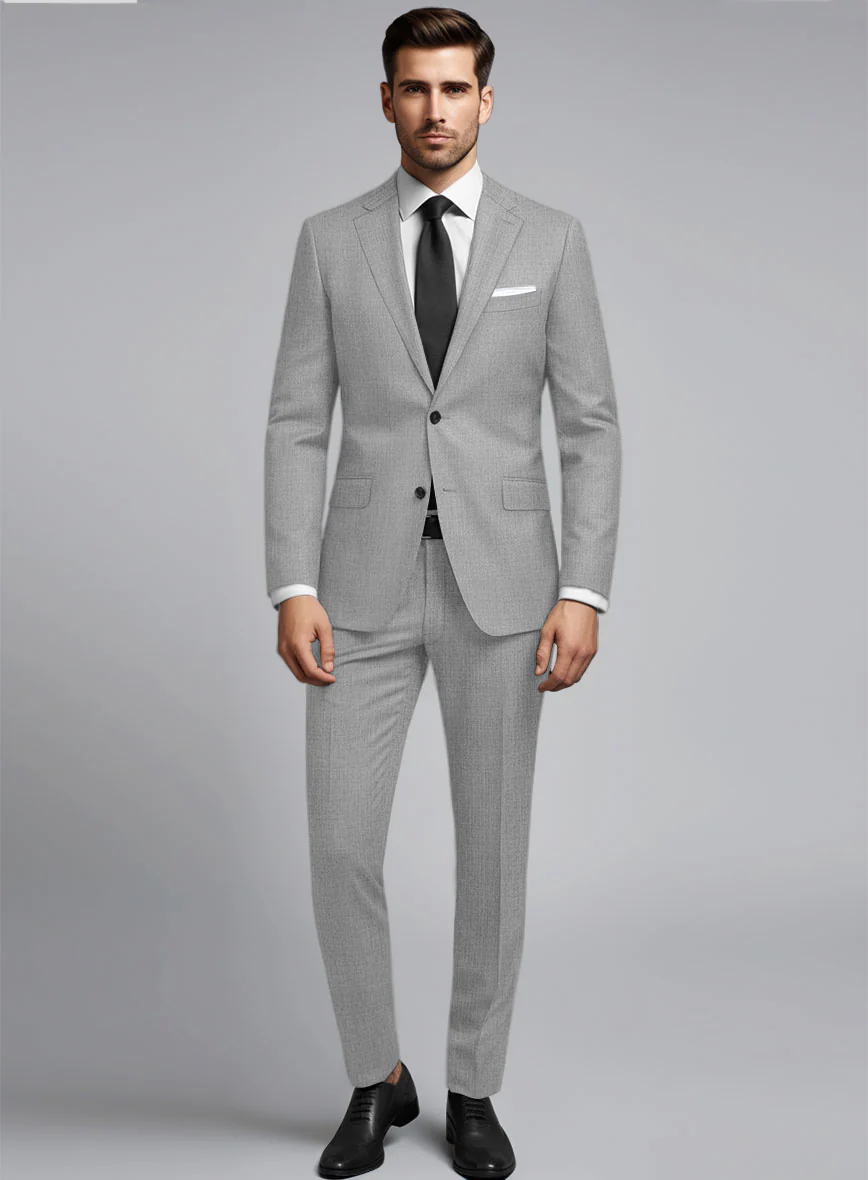 Huddersfield Stretch Light Gray Wool Suit - Image 2