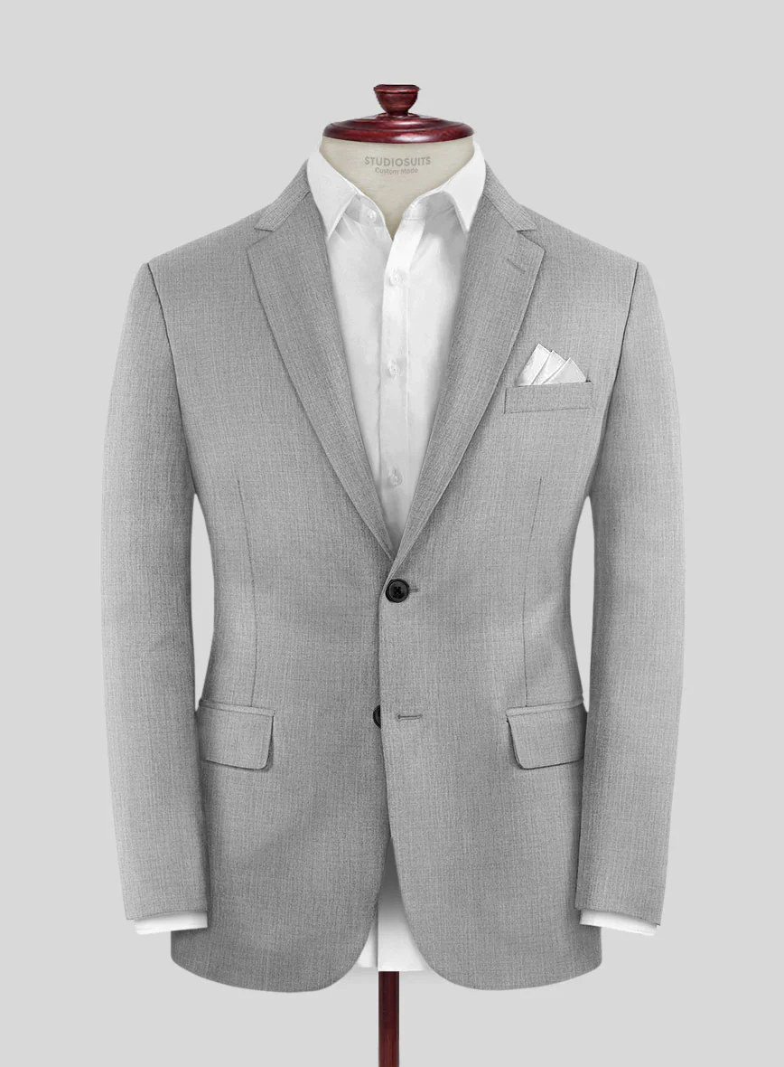 Huddersfield Stretch Light Gray Wool Suit - Image 3