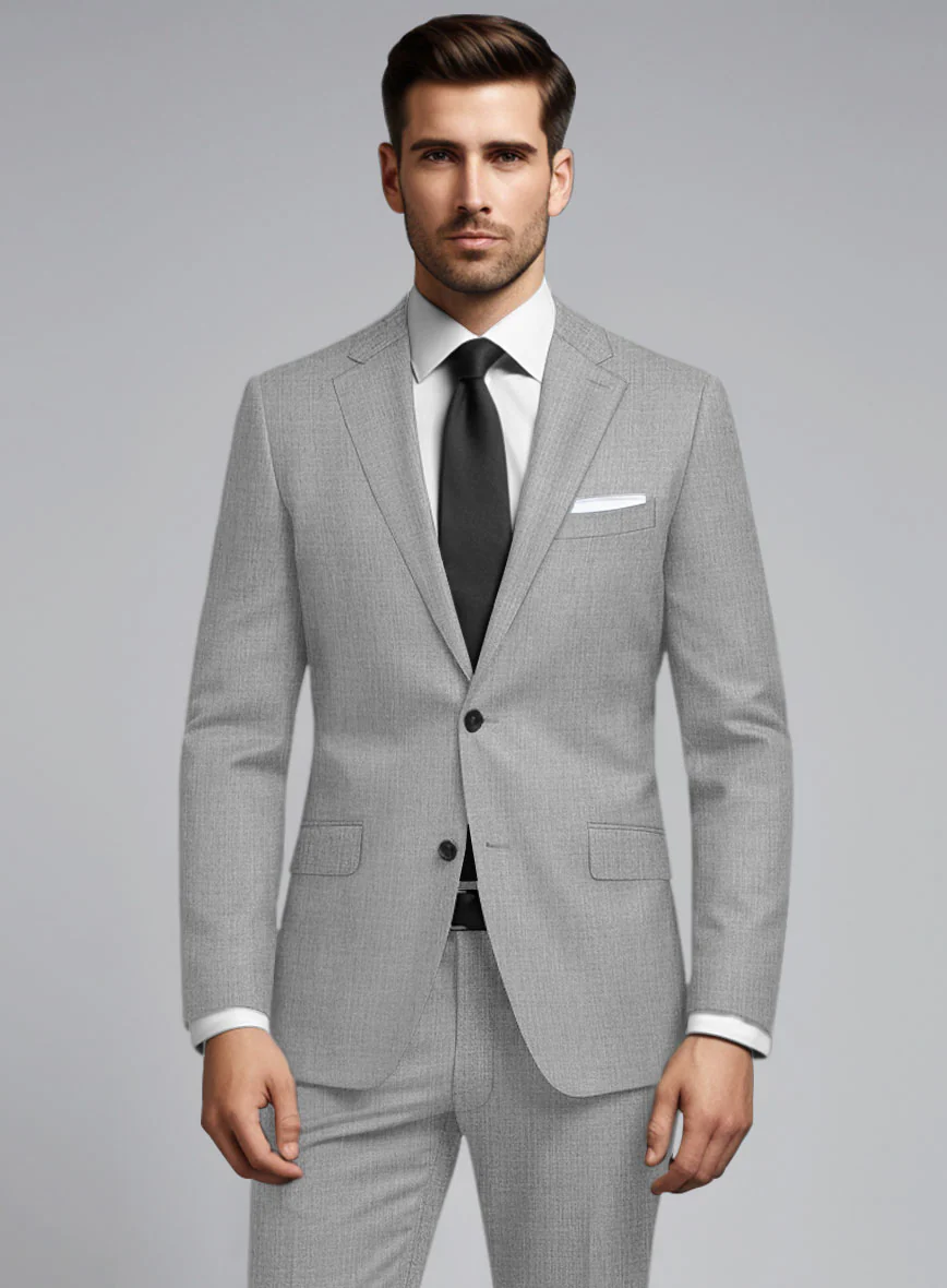 Huddersfield Stretch Light Gray Wool Suit - Image 4