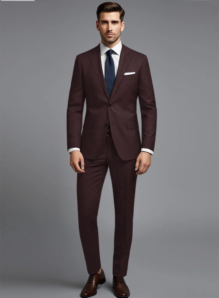 Huddersfield Stretch Mahogany Wool Suit - Image 2