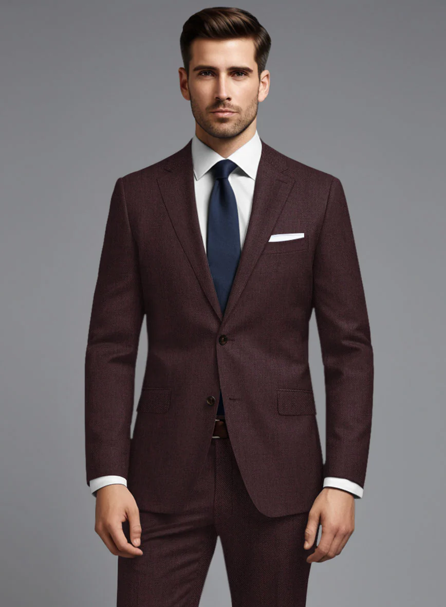 Huddersfield Stretch Mahogany Wool Suit - Image 4