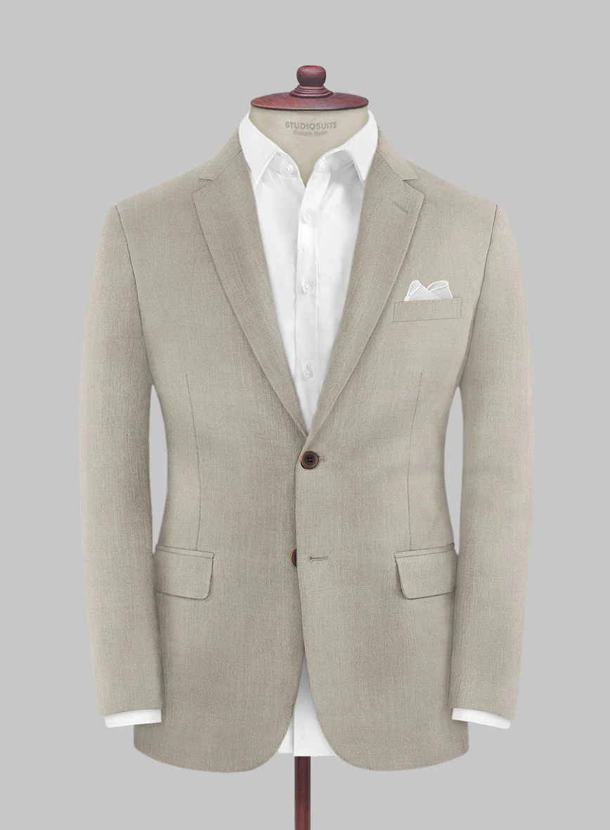 Huddersfield Stretch Muted Beige Wool Suit - Image 3