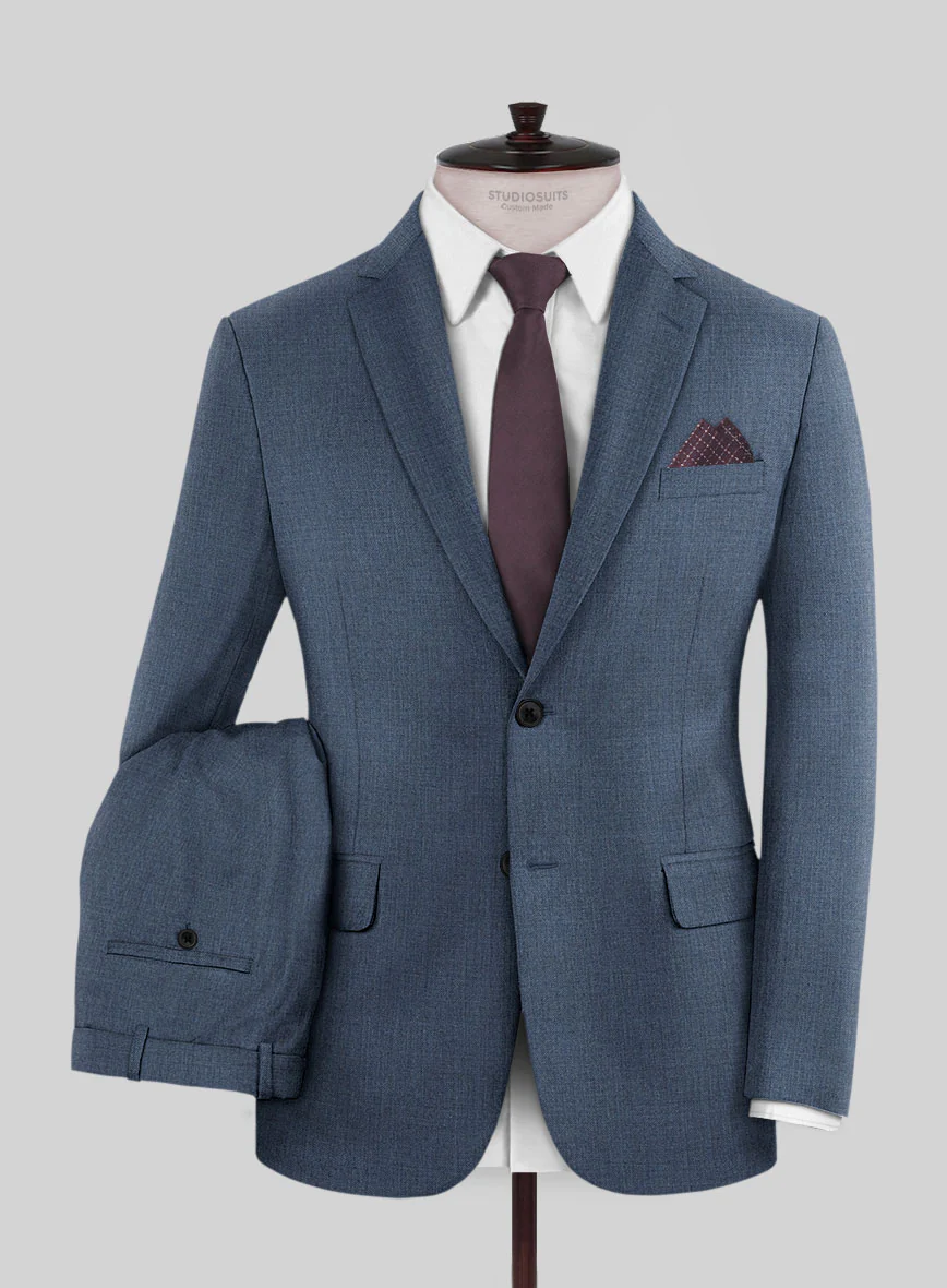 Huddersfield Stretch Slate Blue Wool Suit - Image 2