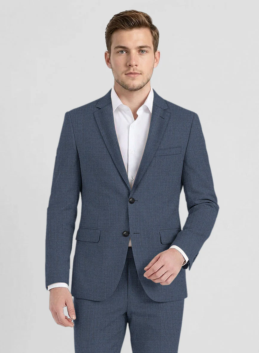Huddersfield Stretch Slate Blue Wool Suit - Image 4