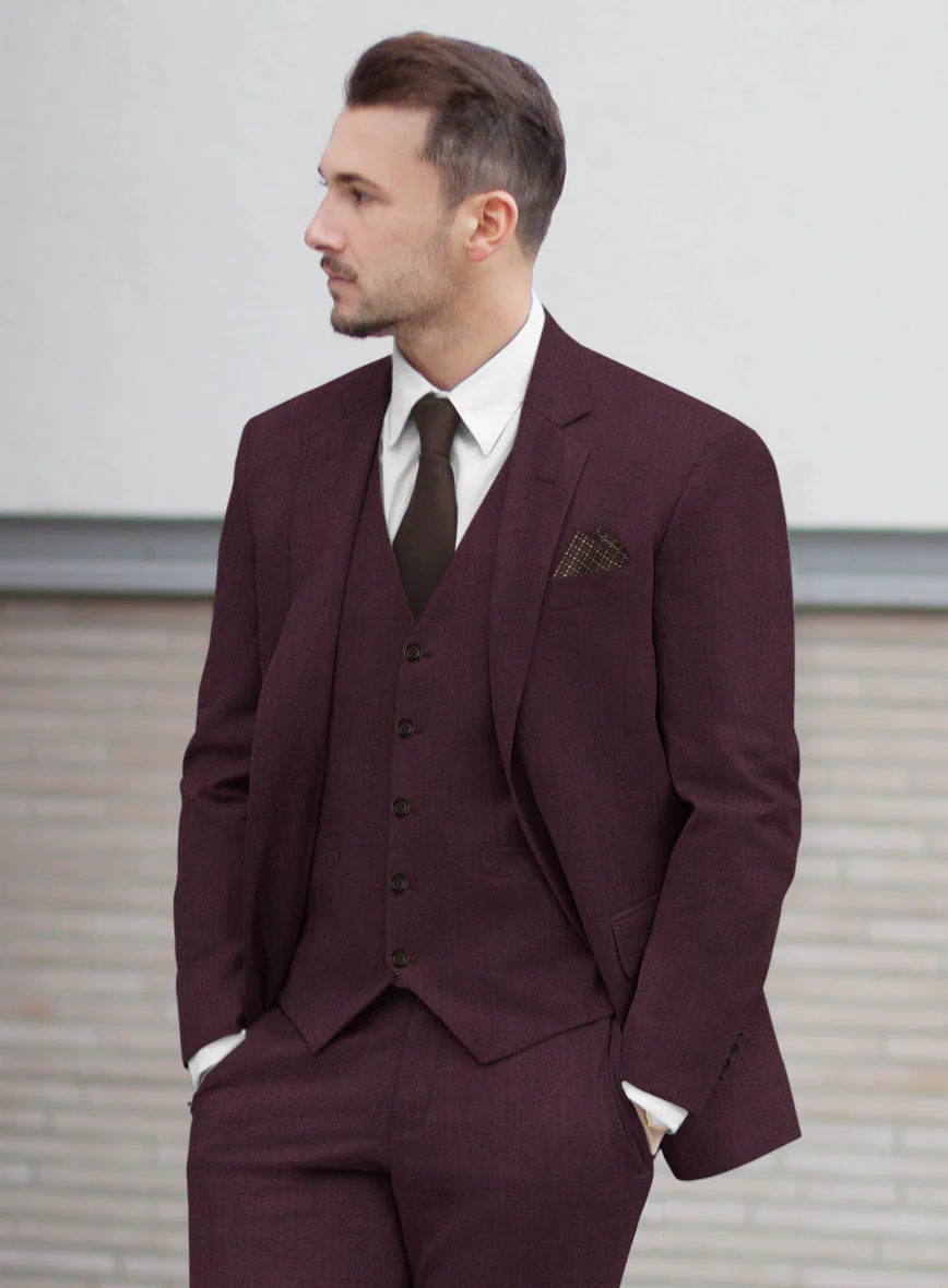 Huddersfield Stretch Wine Wool Jacket - Image 2
