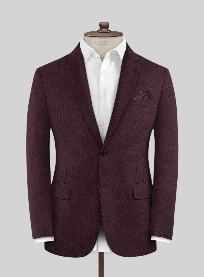 Huddersfield Stretch Wine Wool Suit - Image 3