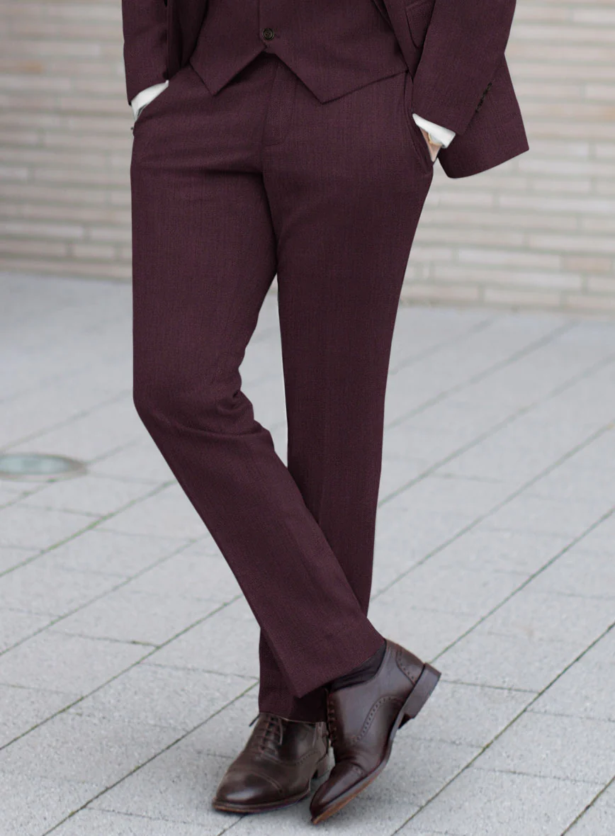 Huddersfield Stretch Wine Wool Suit - Image 5