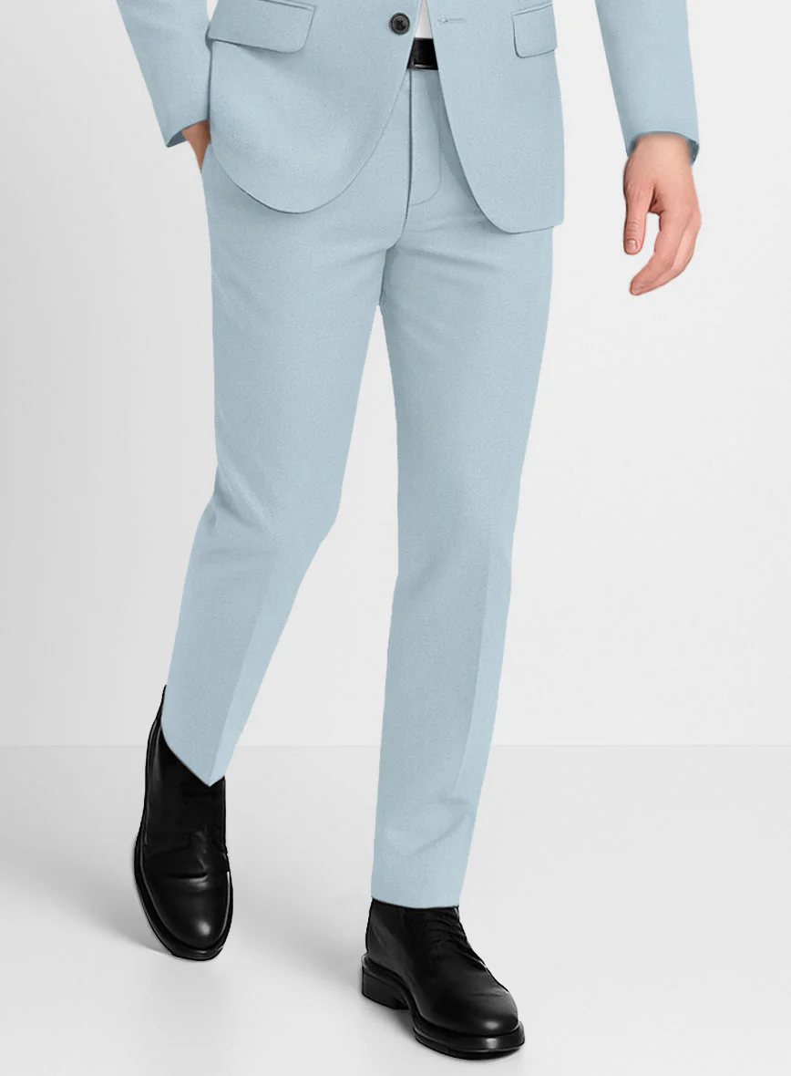 Ice Blue Napoli Stretch Light Weight Cotton Pants - Image 2