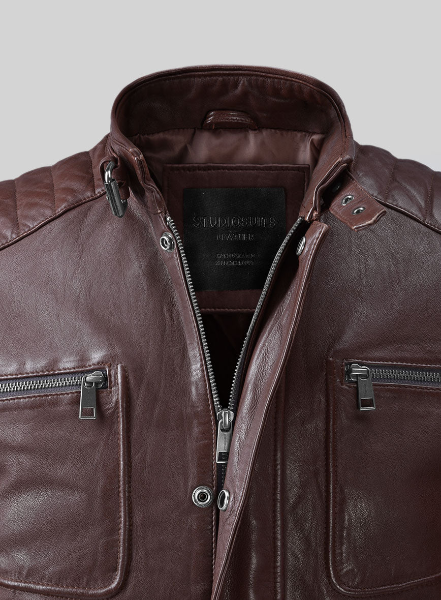 Ignite Moto Burgundy Leather Jacket - Image 3