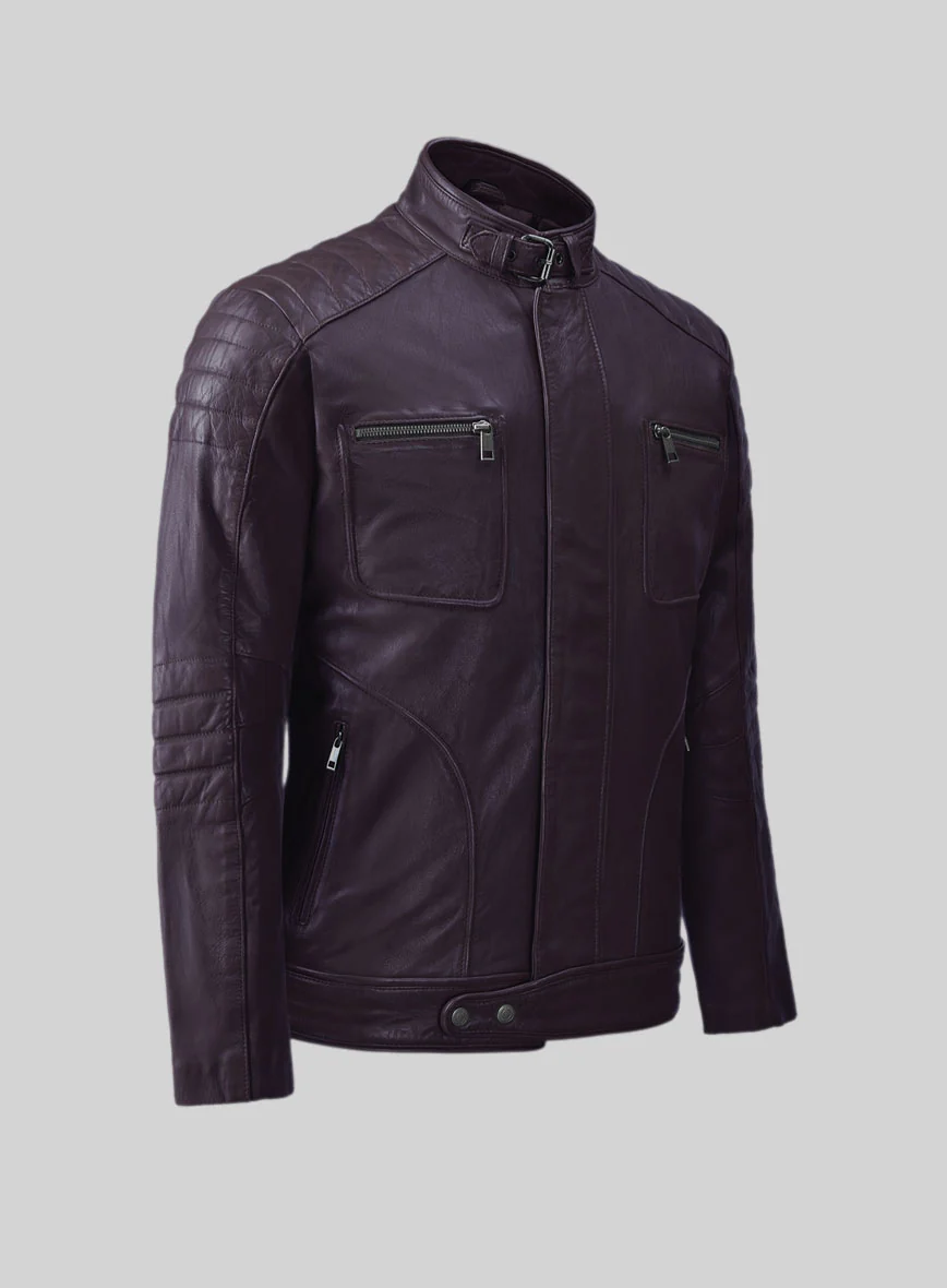 Ignite Moto Purple Leather Jacket - Image 3