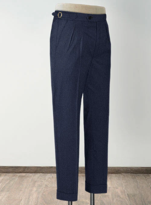 Indigo Blue Highland Flannel Wool Trousers - Image 3