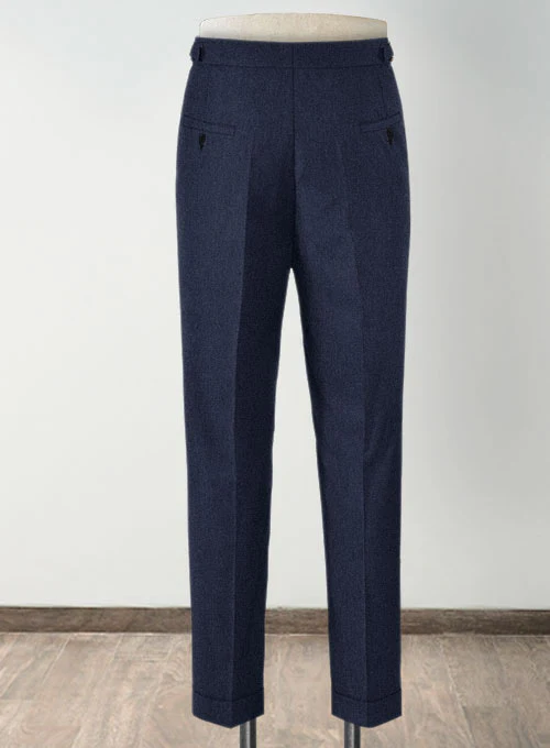 Indigo Blue Highland Flannel Wool Trousers - Image 4