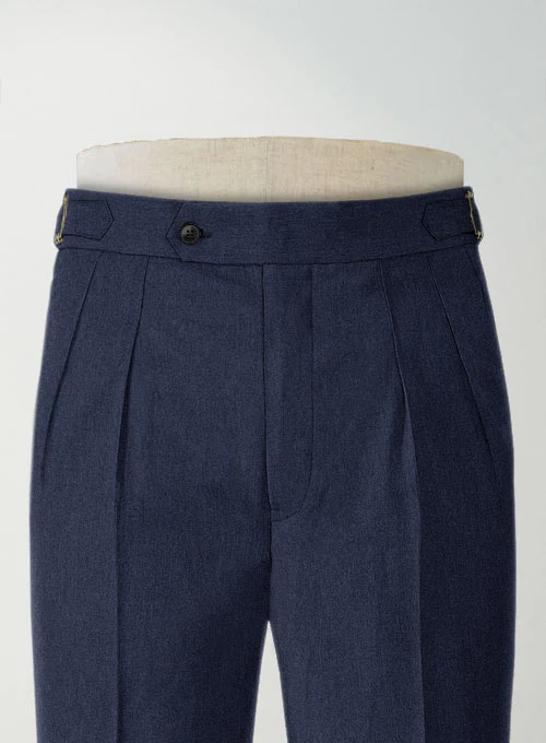 Indigo Blue Highland Flannel Wool Trousers - Image 5