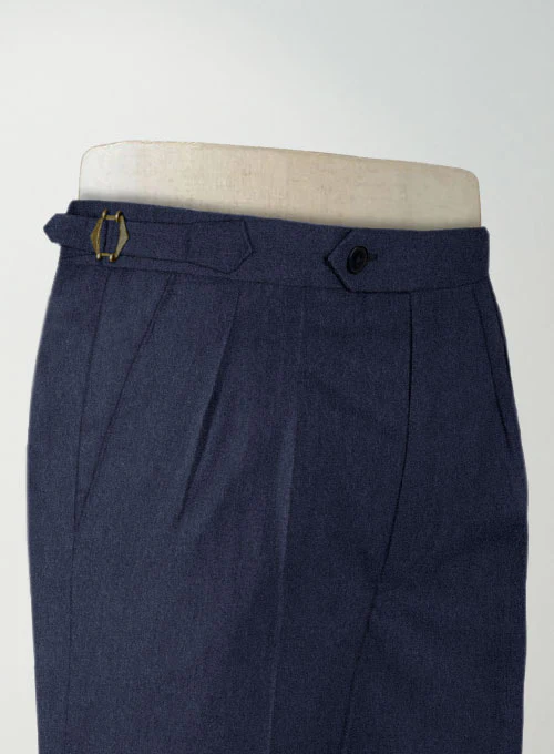 Indigo Blue Highland Flannel Wool Trousers - Image 6