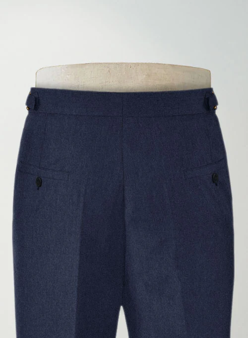 Indigo Blue Highland Flannel Wool Trousers - Image 7