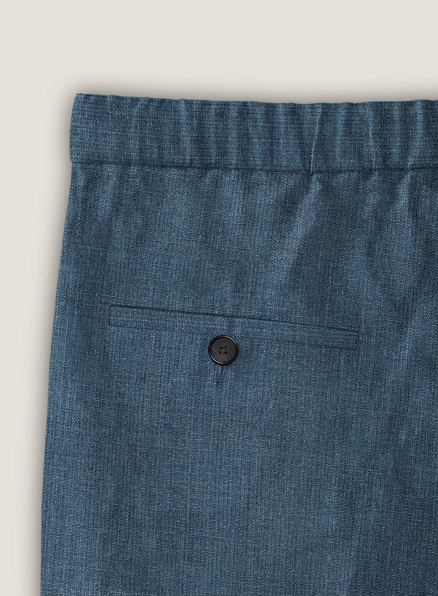 Indigo Blue Linen Shorts - Image 4
